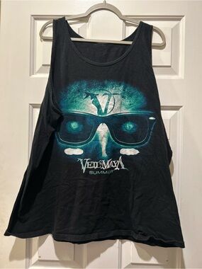 Veil of Maya Vintage Summer 2012 concert Graphic Tank Top Black with Teal Print